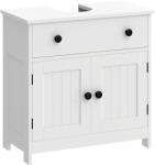 HomCom Dulap sub chiuvetă pentru baie, mobilier modern pe picior cu balamale cu închidere amortizată, sertar, 2 uși, alb | Aosom Romania (834-929V00WT)