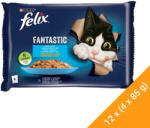 FELIX Fantastic Nedves Macskaeledel Aszpikban (Lazac és Lepényhal) - 12x(4x85 g)