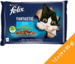 FELIX Fantastic Nedves Macskaeledel Aszpikban (Lazac, Cukkini, Pisztráng, és Zöldbab) - 12x(4x85 g)