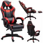  LEAN Forgós Irodai Gamer Szék Lábtartóval és Párnákkal, Fekete és Piros (5905991095392) - pepita - 27 691 Ft