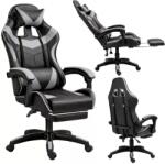  LEAN forgó irodai gamer szék lábtartóval és párnákkal, fekete és szürke (5905991095415) - pepita - 27 691 Ft