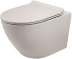 Rea Carlo Mini vas wc cu capac soft-close agăţat fără margine cu spălare turbionară bej mat REA-C0362 (REAC0362)