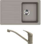 Evido Home 45S gránit mosogató, 765 x 460 mm platina + EVIDO PINGUIN álló gránit csaptelep, platina (442065SET) - aquamixwebaruhaz
