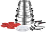 Tefal Tigai si seturi Set de 20 piese Ingenio Emotion L897SK04, mâner detașabil, înveliș antiaderent 100% sigur, Thermo-Signal, bază Diffusion+, mâner detașabil, inox premium - vexio