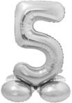 Amscan Silver, Ezüst 5-ös szám fólia lufi talppal 72 cm (MLG145908)