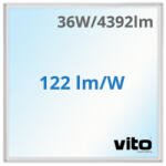 VITO LED panel (595 x 595 mm) 36W - hideg fehér, Backlit, süllyeszthető / falon kívüli (2430400)