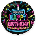  Happy Birthday Neon fólia lufi 46 cm (WP) (MLG302899)