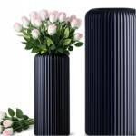  Tömör Műanyag Váza Törhetetlen Fekete Virágos Modern 19, 5CM (WAZON PLASTIKOWY NIETŁUKĄCY CZARNY P101_B)
