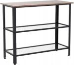  H Jinhui 3 szintes konzolasztal, 100 x 38 x 79 cm, ipari, keskeny (Vintage Tan Black)