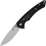 QSP Knife Peregrine 10Cr15MoV, Black G10, Blue shredded CF inlay Linerlock QS177-C1