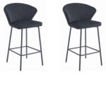 FDY Set 2 Scaun Bar Kors Catifea Negru