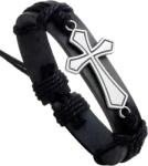 HARAHU Brățară IN - 40933 Cross - Neagră / Argintie KP40933