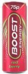 Boost szénsavas energiaital, vörös bogyós gyümölcs ízű, 250 ml, PM (27527)