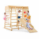 Ginger Home Детска Дървена Катерушка GINGER HOME, Пързалка, Стълби и Стена за Катерене, 119.5x109.5x119.5 см (11983092973832)
