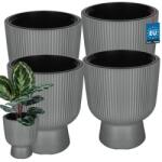 KOTARBAU Ghiveci tip cupă striat cu inserție gri 29, 8 cm set de 4 buc (ZSY5608)