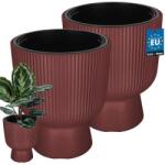 KOTARBAU Ghiveci tip cupă striat cu inserție marsala 29, 8 cm set de 2 buc (ZSY5447)
