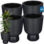 KOTARBAU Ghiveci tip cupă striat cu inserție antracit 39 cm set de 4 buc (ZSY5617)