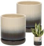 KOTARBAU Mască ghiveci ceramică rotundă maro-crem 11, 5 cm set de 2 buc (ZSY2918)