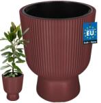KOTARBAU Ghiveci tip cupă striat cu inserție marsala 39 cm (T182)