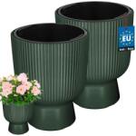 KOTARBAU Ghiveci tip cupă striat cu inserție verde 23, 9 cm set de 2 buc (ZSY5439)
