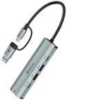 DEVIA Pro2 usb+type-c hub 5in1 (elosztó, 2 usb, 2 type-c, RJ45 aljzat, 100W, PD gyorstöltő, szürke) (EC701)