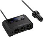 hoco. z64 szivargyújtó adapter (elosztó, 3 szivargyújtó+2 usb+2 type-c aljzat, 240w, pd gyorstöltés 3.0) fekete (Z64)