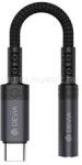 DEVIA EC608 audió adapter kábel 3.5mm jack aljzat - Type-C, 12cm, FEKETE (EC608) (EC608)