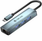 DEVIA Hub USB Devia EC621 3 x USB-A 3.0 - 1 x RJ45 Gri (hub/dev/ec621/3x/gr)