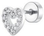 LUCA BARRA Ear Piercing In Steel Heart Shape With White Zircons
