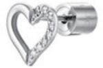 LUCA BARRA Mono Steel Earring With Heart With White Zircons