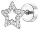 LUCA BARRA Ear Piercing In Steel Star Shape With White Zircons