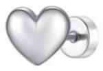 LUCA BARRA Ear Piercing In Steel Heart Shape