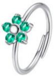 LUCA BARRA Ring With Flower And Green Zircons