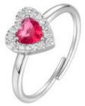 LUCA BARRA Ring With Heart With Red And White Zircons