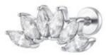 LUCA BARRA Ear Piercing In Steel Fan With White Zircons