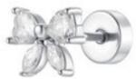 LUCA BARRA Ear Piercing In Steel Bow Shape With White Zircons