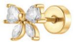 LUCA BARRA Ear Piercing In Steel Bow Shape With White Zircons Gold Color
