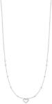 LUCA BARRA Steel Necklace With Heart And Points Of Light In White Zircon