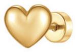 LUCA BARRA Ear Piercing In Steel Heart Shape Gold Color