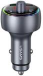 USAMS CC328 Bluetooth FM предавател за кола, зарядно устройство с USB+Type-C гнездо v5.0, LED дисплей, ЗЕЛЕН (CC328)