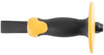 Strend Pro Lapos véső, Strend Pro Premium CXD-602, sárga/fekete, 300 mm, tégla és kő megmunkálásához, edzett acél penge, PVC markolat, kézvédő (TC233173)