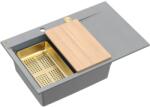 Quadron Statie de lucru incastrata Quadron Josh 111 finisaj gri silver stone - auriu 78x50 cm (HCQJ7850U5_PVDG1_P2O) Chiuveta
