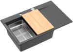 Quadron Statie de lucru incastrata Quadron Josh 111 finisaj negru diamant - inox 78x50 cm (HCQJ7850U8_BS_P2O) Chiuveta