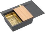 Quadron Statie de lucru incastrata Quadron Josh 111 finisaj negru diamant - auriu 78x50 cm (HCQJ7850U8_PVDG1_P2O) Chiuveta