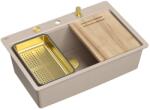 Quadron Statie de lucru incastrata Quadron Unique Marc 110 finisaj bej perlat - auriu 75x49 cm (HQM7650U2_FM_PVDG1) Chiuveta