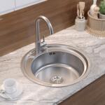 Quadron Chiuveta inox Quadron Hugo 210 cu o cuva fara picurator finisaj inox texturat 49 cm (HD210linen4936) Chiuveta