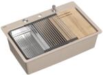Quadron Statie de lucru incastrata Quadron Unique Marc 110 finisaj bej perlat - otel inoxidabil 75x49 cm (HQM7650U2_FM_BS) Chiuveta