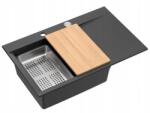 Quadron Statie de lucru incastrata Quadron Josh 111 finisaj negru pure carbon - inox 78x50 cm (HCQJ7850U7_BLM_P2O) Chiuveta