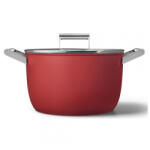 Smeg Oala cu capac SMEG CKFC2611RDM, 7, 7 l, Ø26 cm, Acoperire cu teflon, Pana la 250°C, Inductie, Rosu (CKFC2611RDM)
