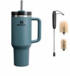 STANLEY 1913 Quencher H2.0 Flowstate Drinking Bottle with Straw 1.2L - Thermo Mug Cools 11 Hours - 48 Hours Ice Cooled - With Cleaning Brush - Blue Spruce - 100000112460